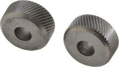 Made in USA - 1/4 Inch Face Width, 3/4 Inch Diameter, Cobalt Knurl Wheel Set - 1/4 Inch Hole Diameter, Beveled Face Knurl, Left and Right Hand Diagonal Pattern, Form - Exact Tool & Supply