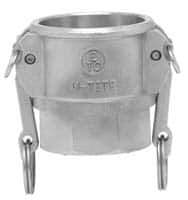 EVER-TITE Coupling Products - 4" Stainless Steel Cam & Groove Suction & Discharge Hose Female Coupler Female NPT Thread - Part D, 4" Thread, 100 Max psi - Exact Tool & Supply