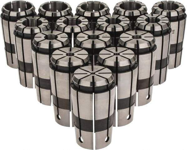 Parlec - 15 Piece, 1/8" to 1" Capacity, Single Angle Collet Set - Series TG/PG 100 - Exact Tool & Supply