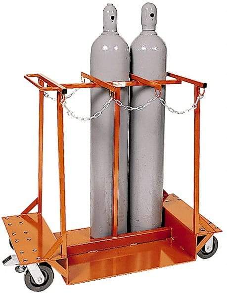 Made in USA - 1,500 Lb Capacity 42" OAH Cylinder Truck - Push Handle, Steel - Exact Tool & Supply