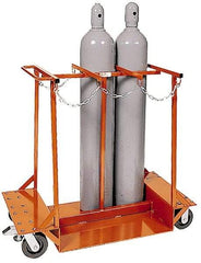 Made in USA - 1,500 Lb Capacity 42" OAH Cylinder Truck - Push Handle, Steel - Exact Tool & Supply