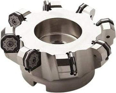 Seco - 78mm Cut Diam, 22mm Arbor Hole, 6mm Max Depth of Cut, 40° Indexable Chamfer & Angle Face Mill - 5 Inserts, ON.. 0905 Insert, Right Hand Cut, 5 Flutes, Through Coolant, Series Double OctoMill - Exact Tool & Supply