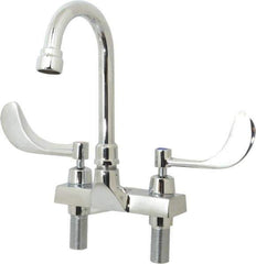 Speakman - Wrist Blade Handle, Centerset Bathroom Faucet - Two Handle, Internal Drain, Gooseneck Spout - Exact Tool & Supply