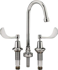 Speakman - Wrist Blade Handle, Wide Spread Bathroom Faucet - Two Handle, No Drain, Gooseneck Spout - Exact Tool & Supply