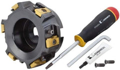 Kennametal - 6 Inserts, 5" Cut Diam, 1-1/2" Arbor Diam, 25.45mm Max Depth of Cut, Indexable Square-Shoulder Face Mill - 0/90° Lead Angle, 2-3/8" High, LN.U 2210.. Insert Compatibility, Series MEGA90 - Exact Tool & Supply
