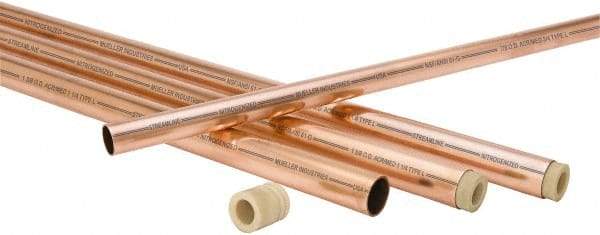 Mueller Industries - 10' Long, 1-3/8" OD x 1-1/4" ID, Grade C12200 Copper Nitrogenized Tube - 0.055" Wall Thickness, 0.884 Ft/Lb - Exact Tool & Supply