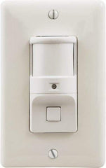 Hubbell Wiring Device-Kellems - 1,200 Square Ft. Coverage, Infrared Motion Sensor Wall Switch - 1,800 at 120 V Incandescent, 4,155 at 277 V Fluorescent, 120 to 277 VAC, White - Exact Tool & Supply