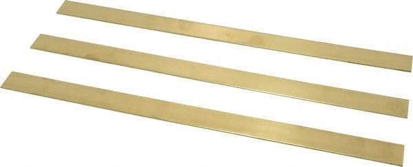 Made in USA - 0.064 Inch Thick x 3/4 Inch Wide x 12 Inch Long, Brass Strip - Alloy 260 - Exact Tool & Supply
