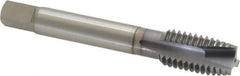 OSG - 9/16-12 UNC, 3 Flute, TiCN Finish, Vanadium High Speed Steel Spiral Point Tap - Plug Chamfer, Right Hand Thread, 3-19/32" OAL, 1-21/32" Thread Length, 0.429" Shank Diam, Series 300 - Exact Tool & Supply
