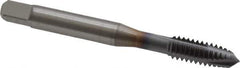 OSG - 1/4-20 UNC, 3 Flute, TiCN Finish, Vanadium High Speed Steel Spiral Point Tap - Plug Chamfer, Right Hand Thread, 2-1/2" OAL, 1" Thread Length, 0.255" Shank Diam, 3B Class of Fit, Series 300 - Exact Tool & Supply