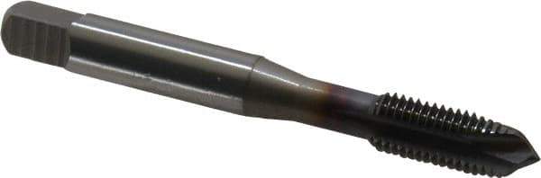 OSG - 5/16-24 UNF, 3 Flute, TiCN Finish, Vanadium High Speed Steel Spiral Point Tap - Plug Chamfer, Right Hand Thread, 2-23/32" OAL, 1-1/8" Thread Length, 0.318" Shank Diam, 3B Class of Fit, Series 300 - Exact Tool & Supply
