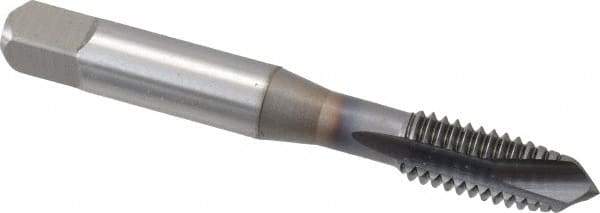OSG - 3/8-16 UNC, 3 Flute, TiCN Finish, Vanadium High Speed Steel Spiral Point Tap - Plug Chamfer, Right Hand Thread, 2-15/16" OAL, 1-1/4" Thread Length, 0.381" Shank Diam, 3B Class of Fit, Series 300 - Exact Tool & Supply