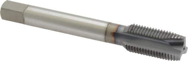 OSG - 1/2-20 UNF, 3 Flute, TiCN Finish, Vanadium High Speed Steel Spiral Point Tap - Plug Chamfer, Right Hand Thread, 3-3/8" OAL, 1-21/32" Thread Length, 0.367" Shank Diam, 3B Class of Fit, Series 300 - Exact Tool & Supply