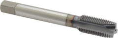 OSG - 1/2-20 UNF, 3 Flute, TiCN Finish, Vanadium High Speed Steel Spiral Point Tap - Plug Chamfer, Right Hand Thread, 3-3/8" OAL, 1-21/32" Thread Length, 0.367" Shank Diam, 3B Class of Fit, Series 300 - Exact Tool & Supply