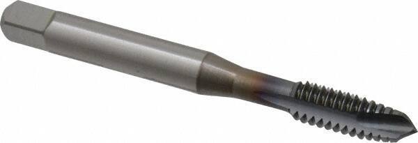 OSG - 1/4-20 UNC, 3 Flute, TiCN Finish, Vanadium High Speed Steel Spiral Point Tap - Plug Chamfer, Right Hand Thread, 2-1/2" OAL, 1" Thread Length, 0.255" Shank Diam, Series 300 - Exact Tool & Supply