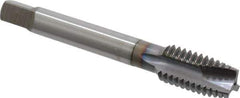OSG - 1/2-13 UNC, 3 Flute, TiCN Finish, Vanadium High Speed Steel Spiral Point Tap - Plug Chamfer, Right Hand Thread, 3-3/8" OAL, 1-21/32" Thread Length, 0.367" Shank Diam, 2B Class of Fit, Series 300 - Exact Tool & Supply