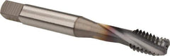 OSG - #6-32 UNC 2 Flute 2B Bottoming Spiral Flute Tap - Powdered Metal, TiCN Finish, 2" OAL, Right Hand Flute, Right Hand Thread, H3, Series 313 - Exact Tool & Supply