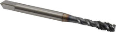 OSG - #10-32 UNF 3 Flute 3B Modified Bottoming Spiral Flute Tap - Vanadium High Speed Steel, TiCN Finish, 2-3/8" OAL, Right Hand Flute, Right Hand Thread, H2, Series EXOTAP VA3 - Exact Tool & Supply