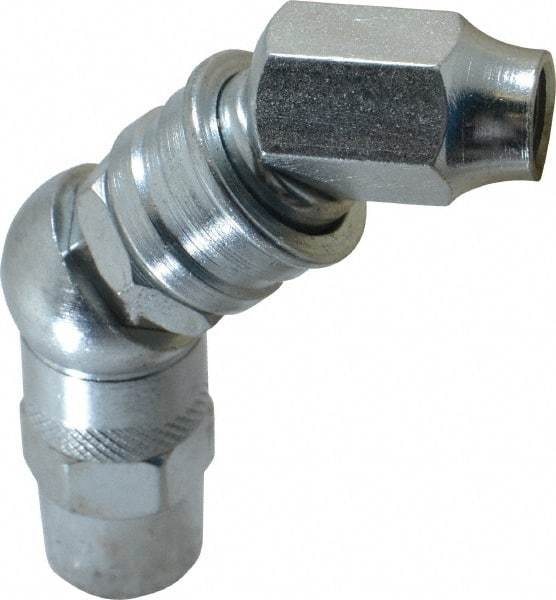 PRO-LUBE - 7,000 Operating psi, 3-1/2" Long, 1/8 Thread, Zinc Plated Grease Gun Coupler - NPT Thread - Exact Tool & Supply