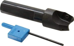Kyocera - 15° Lead Angle, 9/16" Max Cut Diam, 9/16" Min Cut Diam, 0.34" Max Depth of Cut, Indexable Chamfer and Angle End Mill - 2 Inserts, XPMT 0902.. Insert Style, 2.78" Overall Length, Straight Shank - Exact Tool & Supply