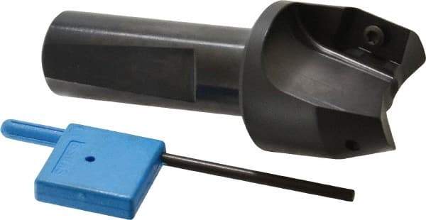 Kyocera - 15° Lead Angle, 1" Max Cut Diam, 1" Min Cut Diam, 0.564" Max Depth of Cut, Indexable Chamfer and Angle End Mill - 2 Inserts, XPMT 15T3.. Insert Style, 3.15" Overall Length, Straight Shank - Exact Tool & Supply