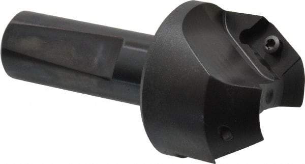 Kyocera - 35° Lead Angle, 1" Max Cut Diam, 1" Min Cut Diam, 0.472" Max Depth of Cut, Indexable Chamfer and Angle End Mill - 2 Inserts, XPMT 15T3.. Insert Style, 3.15" Overall Length, Straight Shank - Exact Tool & Supply