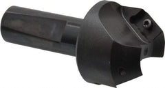 Kyocera - 35° Lead Angle, 1" Max Cut Diam, 1" Min Cut Diam, 0.472" Max Depth of Cut, Indexable Chamfer and Angle End Mill - 2 Inserts, XPMT 15T3.. Insert Style, 3.15" Overall Length, Straight Shank - Exact Tool & Supply