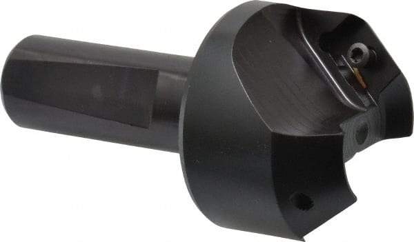 Kyocera - 41° Lead Angle, 1" Max Cut Diam, 1" Min Cut Diam, 0.433" Max Depth of Cut, Indexable Chamfer and Angle End Mill - 2 Inserts, XPMT 15T3.. Insert Style, 3.15" Overall Length, Straight Shank - Exact Tool & Supply