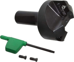 Kyocera - 60° Lead Angle, 1" Max Cut Diam, 1" Min Cut Diam, 0.284" Max Depth of Cut, Indexable Chamfer and Angle End Mill - 2 Inserts, XPMT 15T3.. Insert Style, 3.15" Overall Length, Straight Shank - Exact Tool & Supply