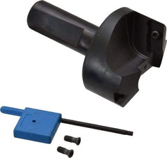 Kyocera - 70° Lead Angle, 1" Max Cut Diam, 1" Min Cut Diam, 0.193" Max Depth of Cut, Indexable Chamfer and Angle End Mill - 2 Inserts, XPMT 15T3.. Insert Style, 3.15" Overall Length, Straight Shank - Exact Tool & Supply