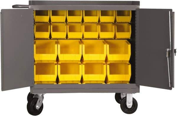 Durham - 2,000 Lb Capacity, 24" Wide x 36" Long x 40-1/2" High Mobile Cart - 2 Door, Steel, 2 Rigid/2 Swivel Casters - Exact Tool & Supply