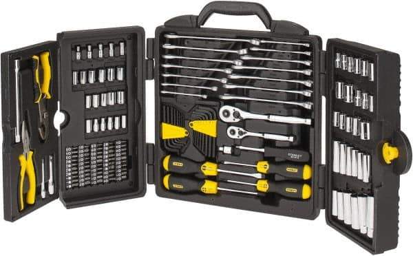 Stanley - 150 Piece 1/4 & 3/8" Drive Standard Deep Socket Set - Inch Measurement Standard - Exact Tool & Supply