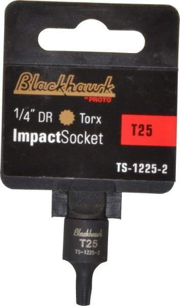 Blackhawk by Proto - 1/4" Drive, T25 Impact Torx Bit Socket - 1-3/16" OAL - Exact Tool & Supply