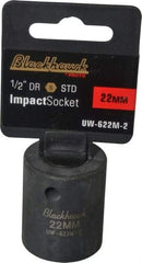 Blackhawk by Proto - 1/2" Drive 22mm Standard Impact Socket - 6 Points, 1-5/8" OAL - Exact Tool & Supply
