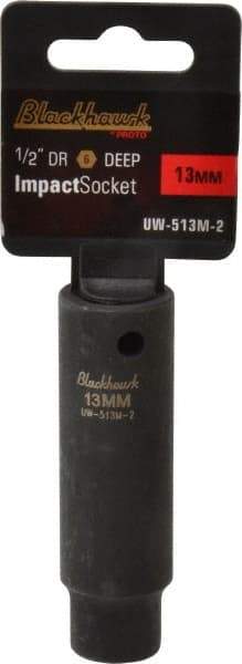 Blackhawk by Proto - 1/2" Drive 13mm Deep Impact Socket - 6 Points, 3-7/32" OAL - Exact Tool & Supply