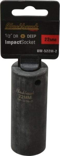 Blackhawk by Proto - 1/2" Drive 22mm Deep Impact Socket - 6 Points, 3-5/16" OAL - Exact Tool & Supply