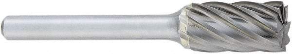 OSG - 1/2" Cut Diam, 1/4" Shank Diam, Cylinder Head Fluted Cut Burr - Carbide, Flat End, 1" LOC, 2" OAL - Exact Tool & Supply