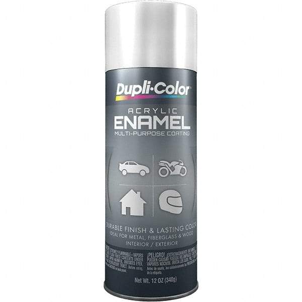 Dupli-Color - White, Gloss, Acrylic Enamel Spray Paint - 12 to 14 Sq Ft per Can, 12 oz Container - Exact Tool & Supply