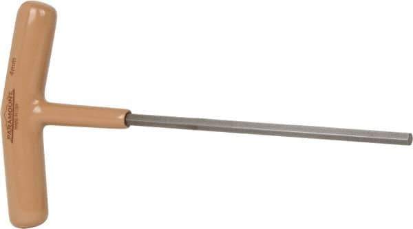 Paramount - 4mm Hex, T-Handle Cushion Grip, Hex Key - 6" OAL, Steel, Metric System of Measurement - Exact Tool & Supply