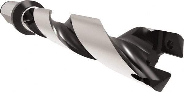 Allied Machine and Engineering - Series 24, 24 to 25.99mm Diam, 25mm Diam Straight Shank with Flange, Helical Flute Spade Drill - 129.9mm Max Depth, 165.8mm Body Length, 221.8mm OAL, Standard Length, Through Coolant - Exact Tool & Supply