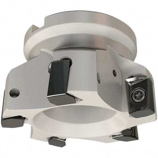 Iscar - 5 Inserts, 80mm Cut Diam, 27mm Arbor Diam, 16.3mm Max Depth of Cut, Indexable Square-Shoulder Face Mill - 0/90° Lead Angle, 50mm High, H490 AN.X 17 Insert Compatibility, Through Coolant, Series Helido - Exact Tool & Supply
