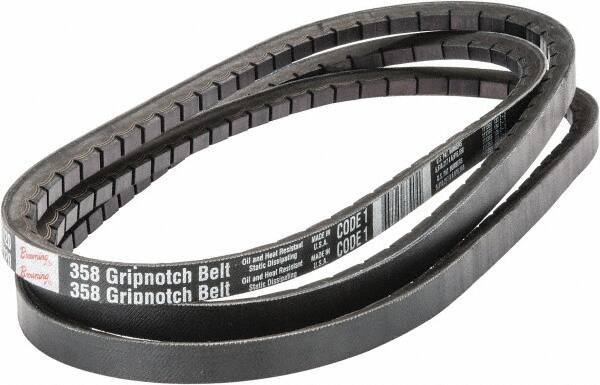 Browning - Section 5VX, 5/8" Wide, 112" Outside Length, Gripnotch V-Belt - Rubber Compound, 358 Gripnotch, No. 5VX1120 - Exact Tool & Supply