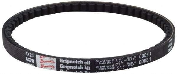 Browning - Section AX, 1/2" Wide, 56" Outside Length, Gripnotch V-Belt - Rubber Compound, Gripnotch, No. AX54 - Exact Tool & Supply