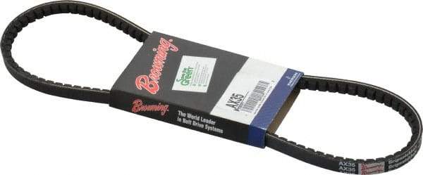 Browning - Section AX, 1/2" Wide, 37" Outside Length, Gripnotch V-Belt - Rubber Compound, Gripnotch, No. AX35 - Exact Tool & Supply