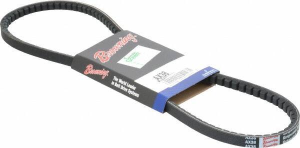Browning - Section AX, 1/2" Wide, 40" Outside Length, Gripnotch V-Belt - Rubber Compound, Gripnotch, No. AX38 - Exact Tool & Supply
