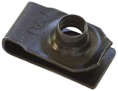 Made in USA - 5/16-18 Screw, 0.025 to 0.15" Thick, Spring Steel Standard U Nut - 37/64" Center Edge, Black Phosphate Finish - Exact Tool & Supply