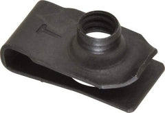 Made in USA - 1/4-20 Screw, 0.025 to 0.15" Thick, Spring Steel Standard U Nut - 35/64" Center Edge, Black Phosphate Finish - Exact Tool & Supply