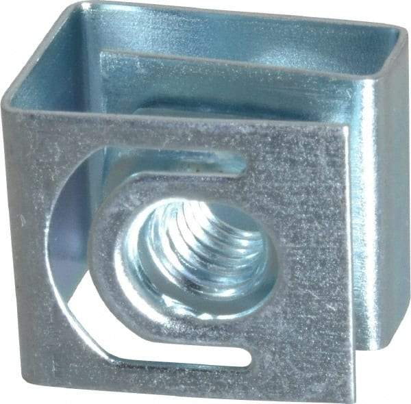 Made in USA - #10-32 Screw, 0.069 to 0.079" Thick, Spring Steel G Nut Retainer - 19/64" Center Edge, Zinc-Plated Finish - Exact Tool & Supply