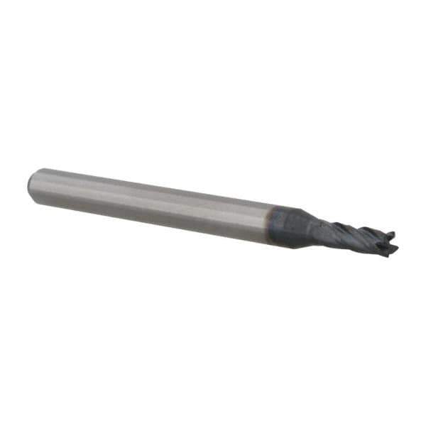 Accupro - 0.08", 0.12" LOC, 1/8" Shank Diam, 1-1/2" OAL, 4 Flute, Solid Carbide Square End Mill - Single End, AlTiN Finish, Spiral Flute, 30° Helix, Centercutting, Right Hand Cut, Right Hand Flute, Series Miniature - Exact Tool & Supply
