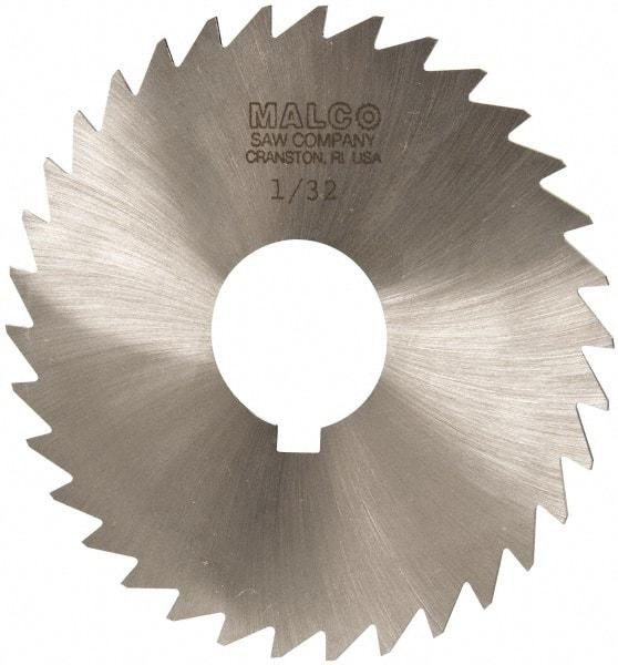 Made in USA - 3-1/2" Diam x 1/32" Blade Thickness x 1" Arbor Hole Diam, 34 Tooth Slitting and Slotting Saw - Arbor Connection, Right Hand, Uncoated, High Speed Steel, Concave Ground, Contains Keyway - Exact Tool & Supply